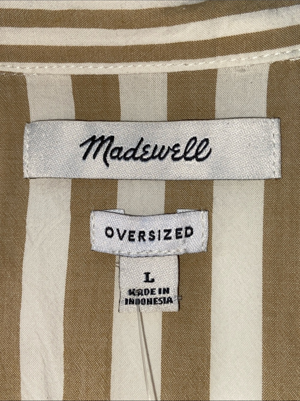 Madewell Tan White Striped Modular Oversized Button-Down Shirt 3761 - Picture 10 of 13